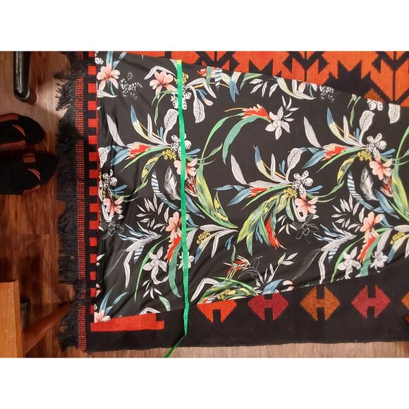 NWOT LOVE Women's Tropical Style Long Black Dress with Ruffle Collar. Size XL - Picture 10 of 16